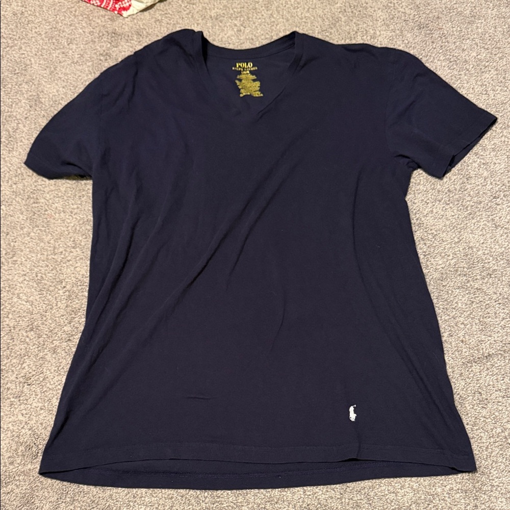 Polo by Ralph Lauren Men's Dark Blue V-Neck Tee